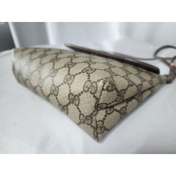 Gucci GG Monogram Supreme Crossbody Bag Brown Leather Trim Vintage - Picture 9 of 16